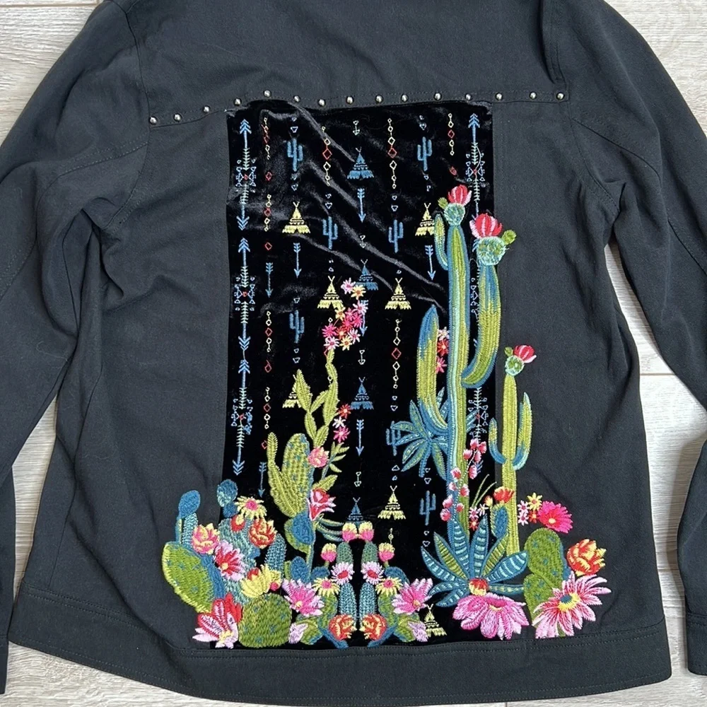 NWT Emmer & Oat Cactus Embroidered Boho Western Shirt Jacket Shacket Size S - Picture 9 of 9